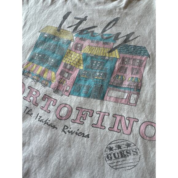 Vintage Portofino Italy USA Made Guess by Marciano Single Stitch White L T-shirt - Picture 3 of 8